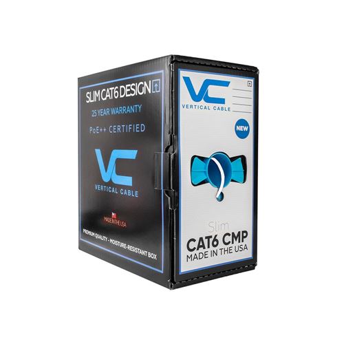 Vertical Cable 166 Series Cat6 550MHz UTP 23AWG 8C Plenum Solid Bare Copper 1000ft Bulk Et — vista 1