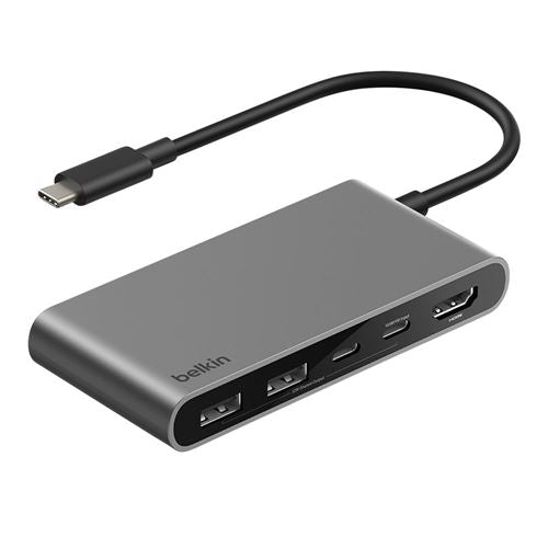 Belkin 5-Port USB-C Hub with Dual USB-C Ports - Gray — vista 1