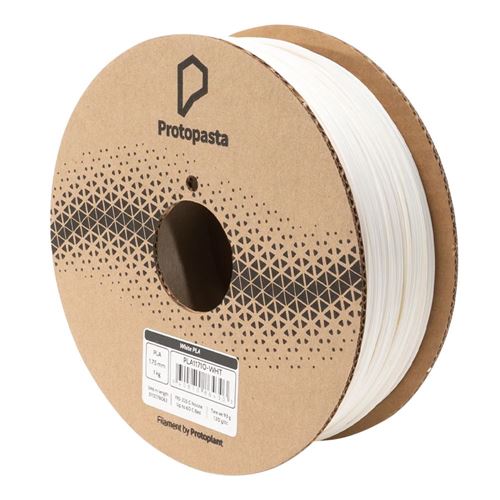 Proto-Pasta 1.75mm Basic PLA+ 3D Printer Filament 1.0 kg (2.20 lbs.) Cardboard Spool - Whi — vista 1