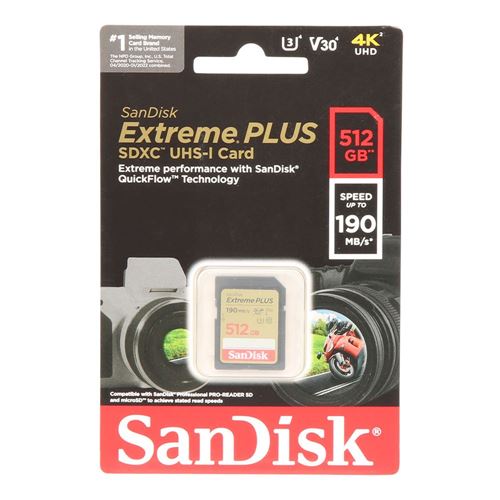Sandisk 512GB Extreme PLUS SDXC Class 10 USH-3 V30 Flash Memory Card — vista 2