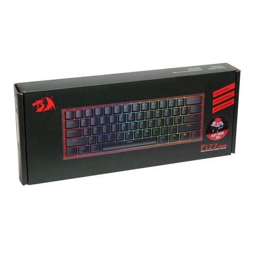 Redragon MCK617 Fizz 60% Compact RGB Wired Mechanical Keyboard, 61 Keys TKL - Black/ Red - — vista 2