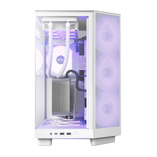 NZXT H6 Flow RGB Tempered Glass ATX Mid-Tower Computer Case - White — vista 2