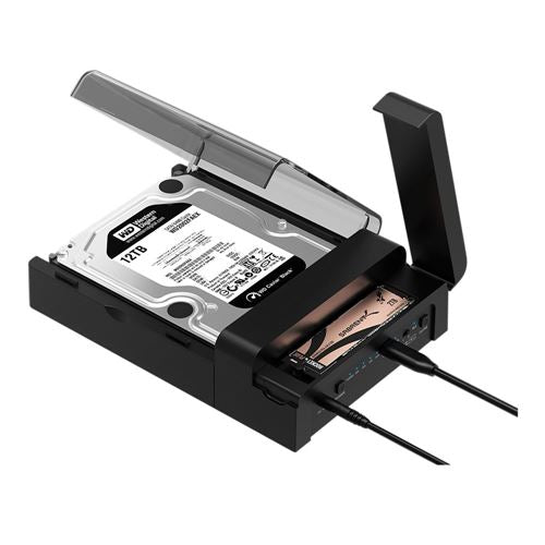 Sabrent USB Type C Lay Flat Docking Station for M.2 PCIe NVMe SATA 2.5'"/3.5" SSD & HDD wi — vista 2