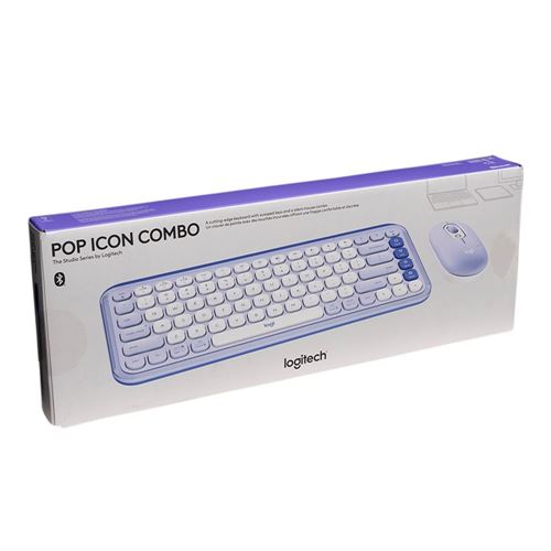 Logitech POP Keys Wireless Mechanical Keyboard With Emoji Keys - Lilac & Off-White — vista 2