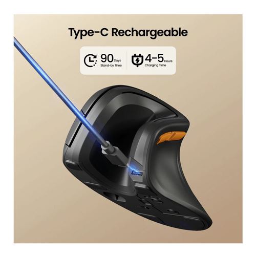 ProtoArc EM11 Ergonomic Vertical Bluetooth Wireless Mouse - Black — vista 2