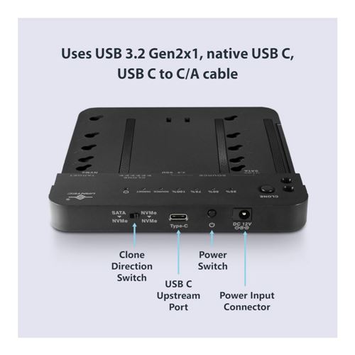 Vantec Multi-Function M.2 NVMe/SATA Storage Adapter with Clone — vista 2