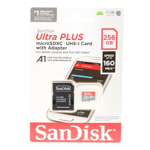 Sandisk 256GB Ultra PLUS MicroSDXC Class 10 / U1 / UHS-1 /  V10 Flash Memory Card with Ada — vista 2