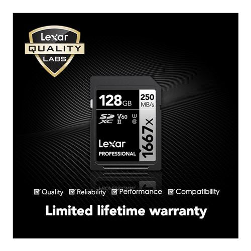 Lexar 128GB Professional 1667x UHS-II SDXC SD Flash Memory Card — vista 2