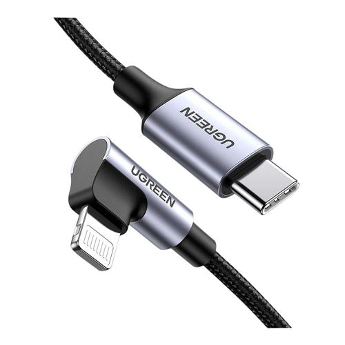 UGreen USB-C to Lightning MFi Certified 90 Degree Braided Cable - 6.6 ft — vista 2