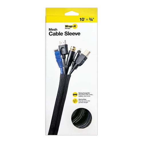 Wrap-It Mesh Cable Sleeve - 10' x 0.75" (Black) — vista 2