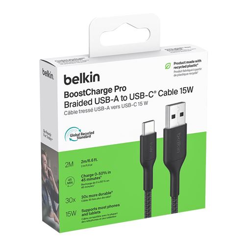 Belkin USB Type-A to USB Type-C 2.0 Cable (Black) - 2 Meter — vista 2
