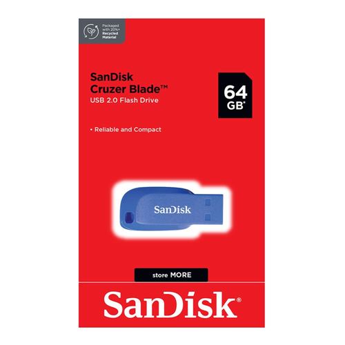 Sandisk 64GB Cruzer Blade SuperSpeed+ USB 2.0 Flash Drive - Electric Blue — vista 2