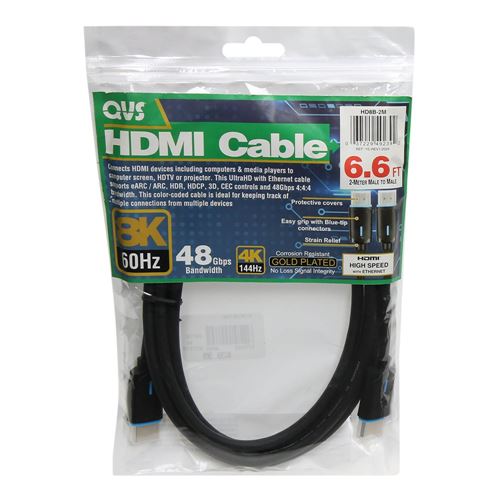 QVS Ultra High Speed HDMI UltraHD 8K with Ethernet Cable - 6 ft.
 Blue Tips — vista 2