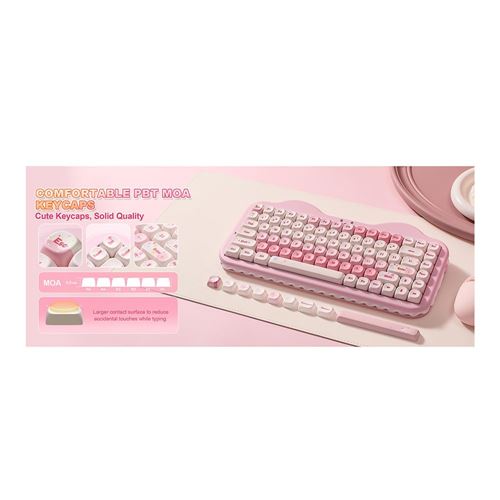 Yunzii C75 Cake Meow Wireless Mechanical Keyboard - Pink — vista 2