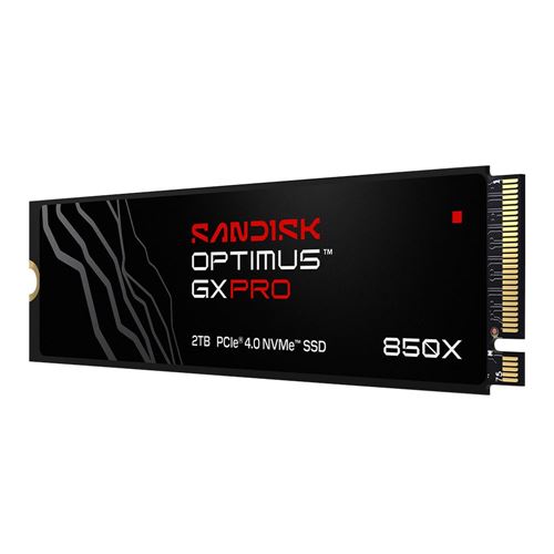 Sandisk Optimus GX PRO 850X 2TB BiCS TLC 3D NAND PCIe Gen 4 x4 NVMe M.2 Internal SSD — etiqueta y especificaciones