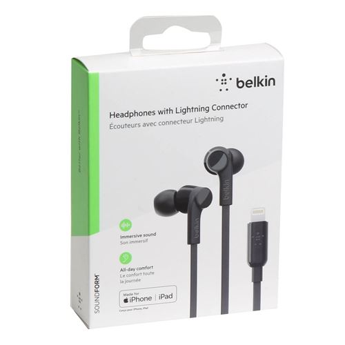 Belkin In-Ear Lightning Wired Earbuds - Black
 Inline Microphone;  Inline Controls;  Water — vista 2
