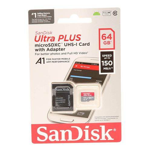Sandisk 64GB Ultra PLUS MicroSDXC Class 10 / U1 / UHS-1 /  V10 Flash Memory Card with Adap — vista 2
