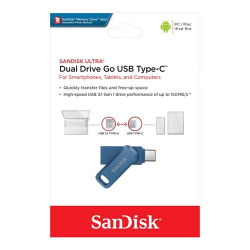 Sandisk 256GB Dual Drive Go SuperSpeed+ USB 3.1 (Gen 1) Flash Drive - Navagio Bay — vista 2
