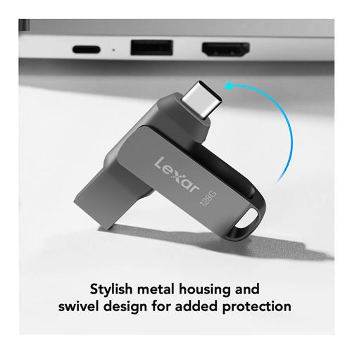 Lexar 128GB JumpDrive Dual Drive D400 USB 3.2 Gen 1 Flash Drive (USB-C / USB-A) — vista 2