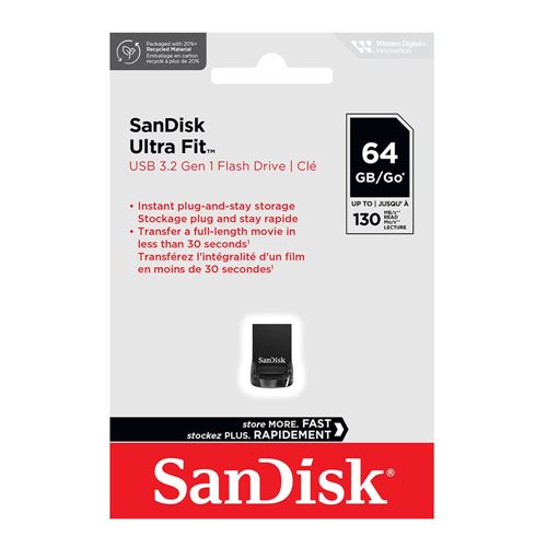 Sandisk 64GB Ultra Fit SuperSpeed USB 3.2 (Gen 1) Flash Drive - Black — vista 2