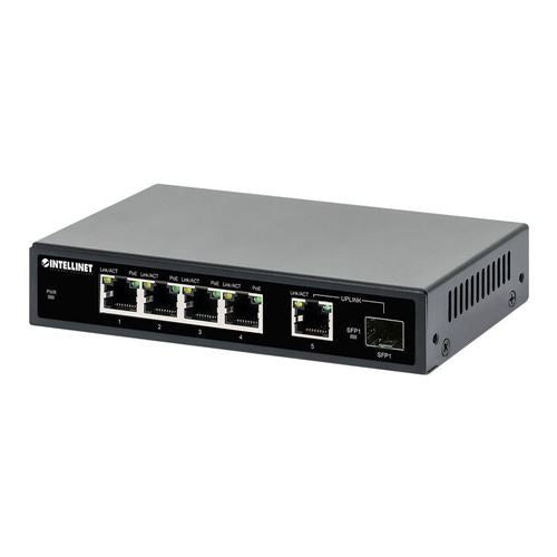 Intellinet 5-Port Gigabit Ethernet PoE+ Switch with SFP Port — vista 2