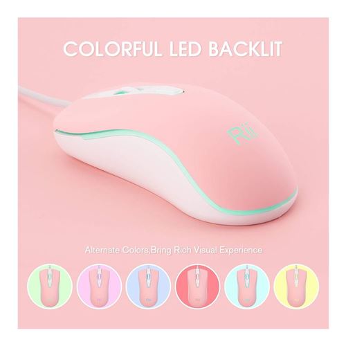 Riitek RM105 Wired Mouse Pink — vista 2