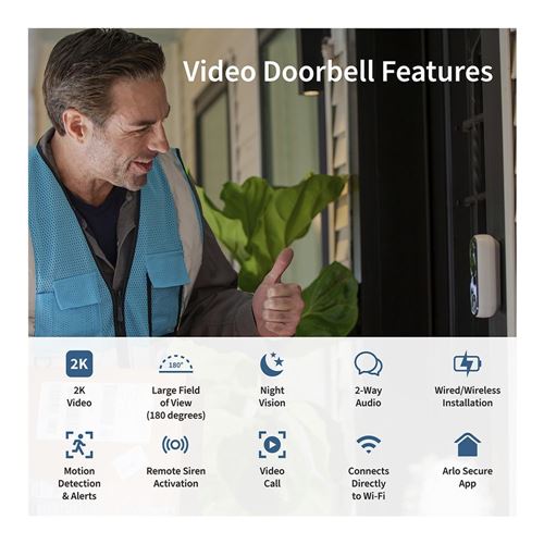 Arlo Video Doorbell 2nd Generation Security Camera — vista 2
