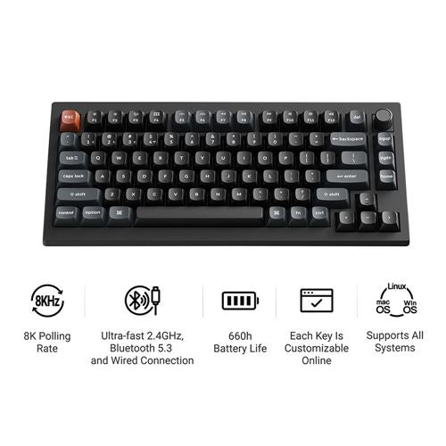 Keychron V1 Ultra 8K Wireless Mechanical Keyboard, Banana Silk POM Switch- Black — vista 2