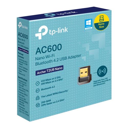 TP-LINK ARCHER T2UB NAN - 2-in-1 USB WiFi Bluetooth Nano Adapter AC600 — vista 2