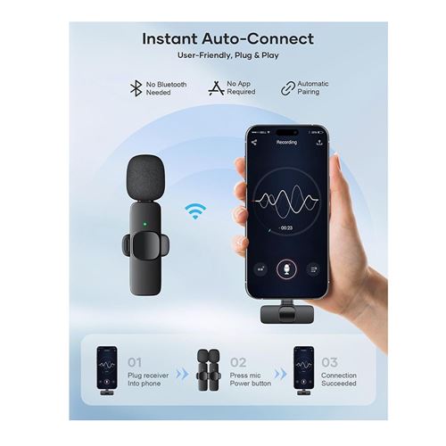 Professional Wireless Lavalier Microphone — vista 2