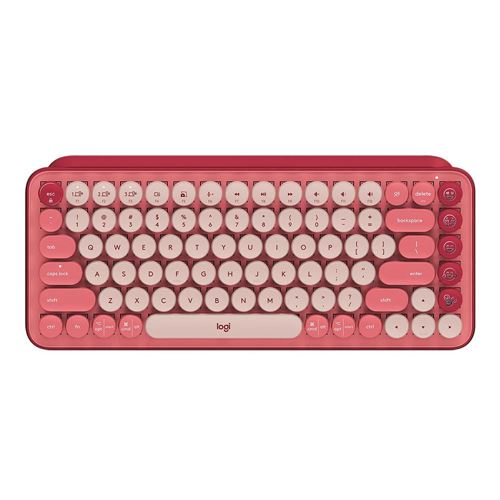Logitech POP Keys Wireless Mechanical Keyboard With Emoji Keys - Heartbreak Rose — vista 2