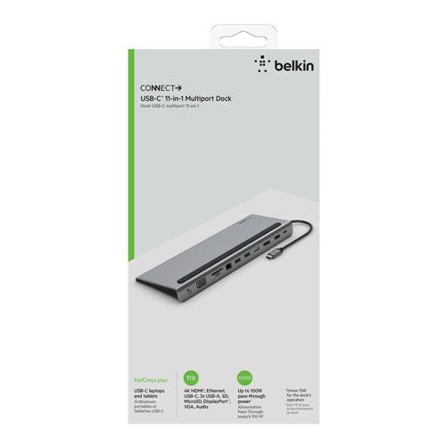 Belkin USB C Hub, 11-in-1 MultiPort Adapter Dock with 4K HDMI, DP, VGA, USB-C 100W PD Pass — vista 2