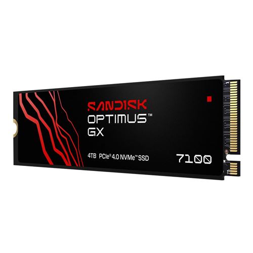 Sandisk Optimus GX 7100 4TB BiCS TLC 3D CBA NAND PCIe Gen 4 x4 NVMe M.2 Internal SSD — etiqueta y especificaciones
