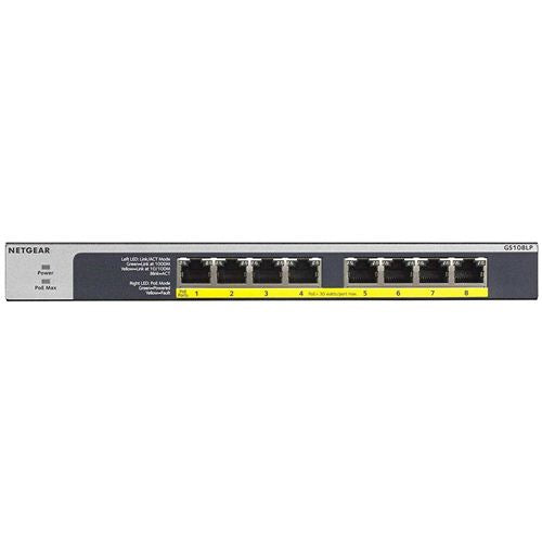 NETGEAR GS108LP 8-Port Gigabit Ethernet Unmanaged PoE Switch
 8 x PoE+ at 60W upgradeable, — vista 2
