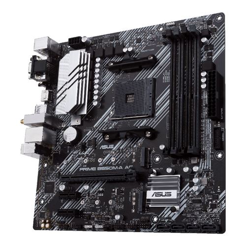 ASUS B550M-A PRIME AC PS AMD AM4 microATX Motherboard — vista de los slots de memoria