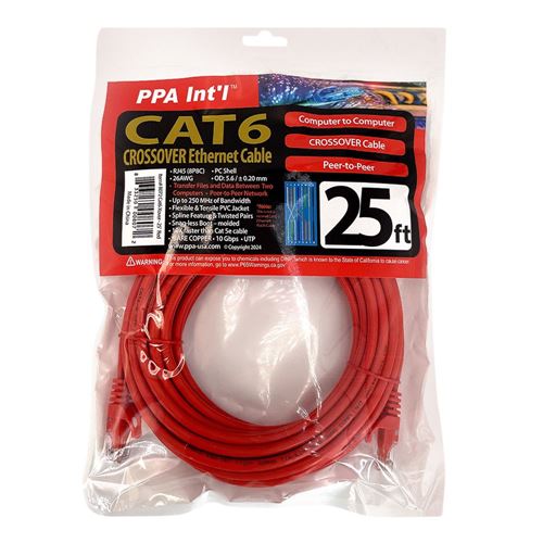 PPA 25 Ft. CAT 6 Crossover Ethernet Cable - Red — vista 2