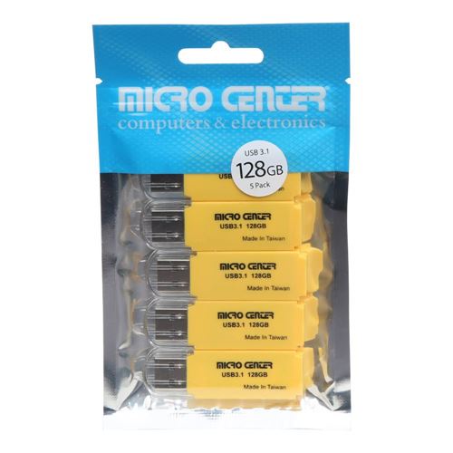 Micro Center 128GB SuperSpeed USB 3.1 (Gen 1) Flash Drive - Yellow (5 Pack) — vista 2
