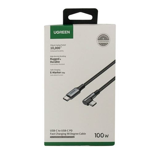 UGreen USB Type-C Cable 90 Degree Type-C Charging Cable, 100W, 3m - Grey — vista 2