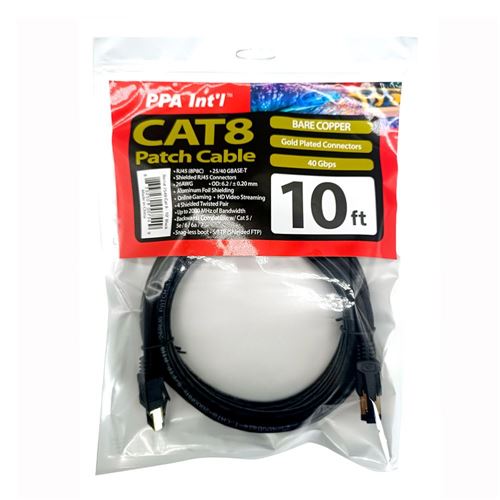 PPA 10 Ft. CAT 8 Gold-Plated Ethernet Cable - Black — vista 2