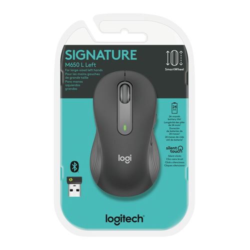 Logitech M650 L LEFT Signature Wireless Mouse Graphite — vista 2