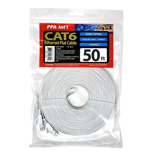PPA 50 Ft. Flat CAT 6 Molded Snagless Ethernet Cable - White — vista 2