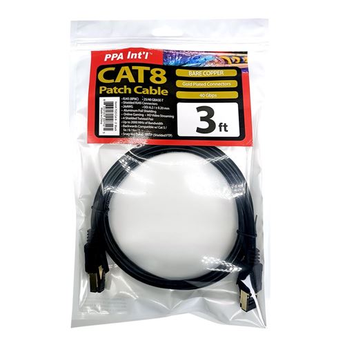 PPA 3 Ft. CAT 8 Gold-Plated Ethernet Cable - Black — vista 2