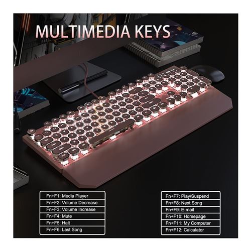 MageGee MK-STORM RGB Mechanical Gaming Keyboard - Pink — vista 2
