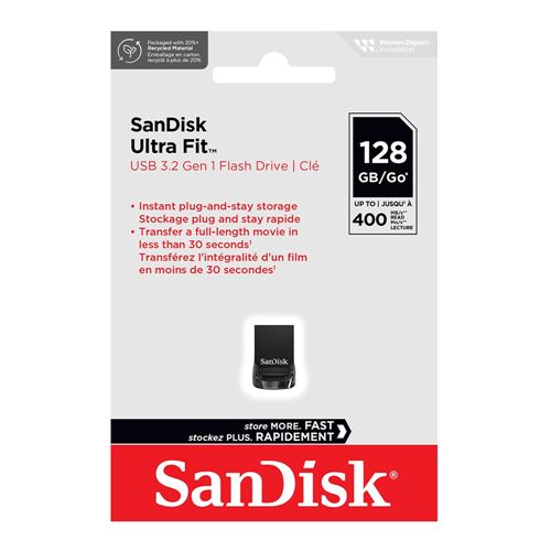 Sandisk 128GB Ultra Fit Hi-Speed USB 3.2 (Gen 1) Flash Drive - Black — vista 2