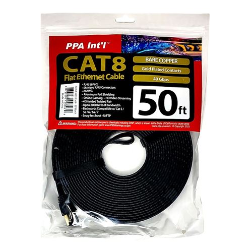 PPA 50 Ft. Flat CAT 8 Snagless Ethernet Cable - Black — vista 2