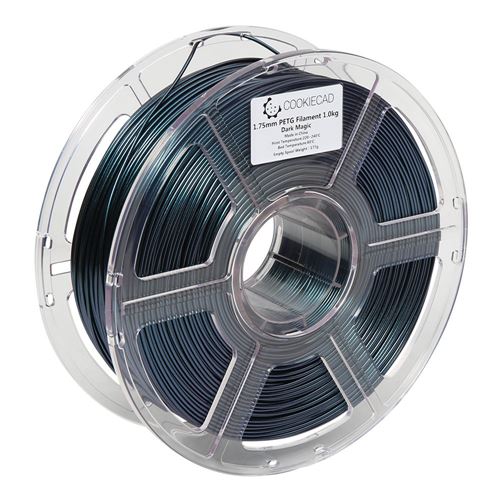 Cookiecad 1.75mm PETG Iridescent 3D Printer Filament Single Color 1.0 kg (2.2 lbs.) Spool  — vista 3