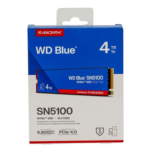 WD Blue SN5100 4TB 3D QLC NAND PCIe Gen 4 x4 NVMe M.2 Internal SSD — vista lateral
