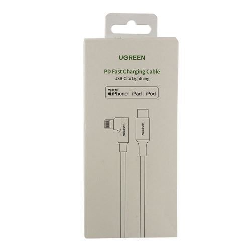 UGreen USB-C to Lightning MFi Certified 90 Degree Braided Cable - 6.6 ft — vista 3