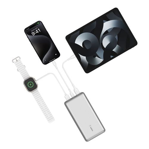Belkin USB Type-C Portable Charger 20K Power Bank with USB-A to USB-C Cable - Silver — vista 3