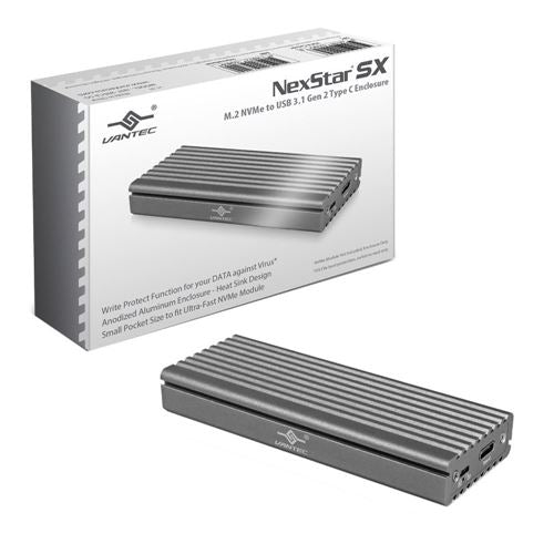 Vantec M.2 NVMe SSD to USB 3.1 Gen 2 Type C Enclosure w/ USB Type-C Cable - Space Gray — vista 3